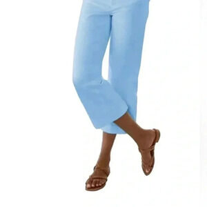 Ann‎ Taylor Loft Women's Cropped Cotton & Spandex Wide Leg Pants Light Blue. 4